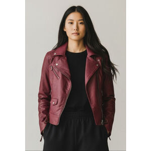 Chic Lulus Burgundy Vegan Leather Moto Jacket - Size S